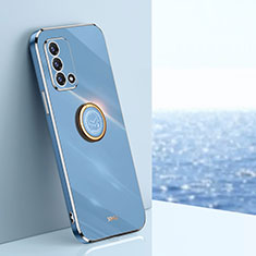 Coque Ultra Fine Silicone Souple Housse Etui avec Support Bague Anneau Aimante Magnetique XL1 pour Oppo Reno6 Lite Bleu