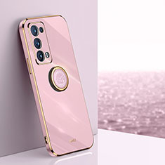 Coque Ultra Fine Silicone Souple Housse Etui avec Support Bague Anneau Aimante Magnetique XL1 pour Oppo Reno6 Pro 5G Rose