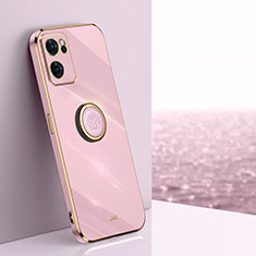 Coque Ultra Fine Silicone Souple Housse Etui avec Support Bague Anneau Aimante Magnetique XL1 pour Oppo Reno7 5G Rose