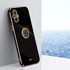 Coque Ultra Fine Silicone Souple Housse Etui avec Support Bague Anneau Aimante Magnetique XL1 pour Oppo Reno8 Lite 5G Noir