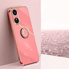 Coque Ultra Fine Silicone Souple Housse Etui avec Support Bague Anneau Aimante Magnetique XL1 pour Oppo Reno8 T 4G Rose Rouge