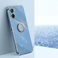 Coque Ultra Fine Silicone Souple Housse Etui avec Support Bague Anneau Aimante Magnetique XL1 pour Realme 10S 5G Bleu