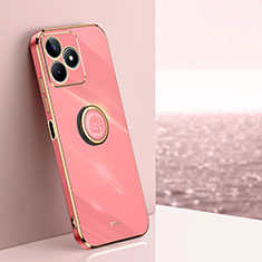 Coque Ultra Fine Silicone Souple Housse Etui avec Support Bague Anneau Aimante Magnetique XL1 pour Realme C51 Rose Rouge