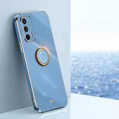 Coque Ultra Fine Silicone Souple Housse Etui avec Support Bague Anneau Aimante Magnetique XL1 pour Realme GT 5G Bleu