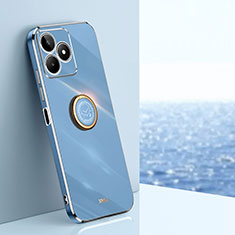 Coque Ultra Fine Silicone Souple Housse Etui avec Support Bague Anneau Aimante Magnetique XL1 pour Realme Narzo N53 Bleu