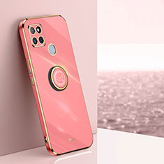 Coque Ultra Fine Silicone Souple Housse Etui avec Support Bague Anneau Aimante Magnetique XL1 pour Realme V3 5G Rose Rouge