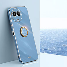 Coque Ultra Fine Silicone Souple Housse Etui avec Support Bague Anneau Aimante Magnetique XL1 pour Realme V50 5G Bleu