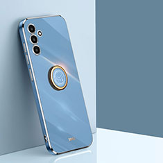 Coque Ultra Fine Silicone Souple Housse Etui avec Support Bague Anneau Aimante Magnetique XL1 pour Samsung Galaxy A04s Bleu