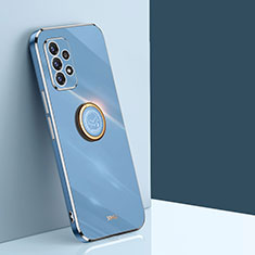Coque Ultra Fine Silicone Souple Housse Etui avec Support Bague Anneau Aimante Magnetique XL1 pour Samsung Galaxy A52 5G Bleu