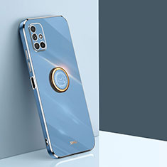 Coque Ultra Fine Silicone Souple Housse Etui avec Support Bague Anneau Aimante Magnetique XL1 pour Samsung Galaxy M51 Bleu