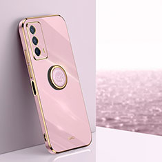 Coque Ultra Fine Silicone Souple Housse Etui avec Support Bague Anneau Aimante Magnetique XL1 pour Vivo iQOO Z5 5G Rose