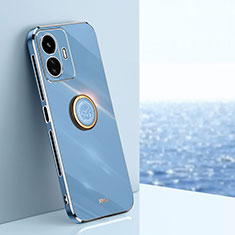 Coque Ultra Fine Silicone Souple Housse Etui avec Support Bague Anneau Aimante Magnetique XL1 pour Vivo iQOO Z6 Lite 5G Bleu