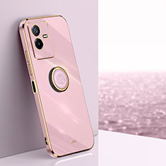 Coque Ultra Fine Silicone Souple Housse Etui avec Support Bague Anneau Aimante Magnetique XL1 pour Vivo T2x 5G Rose