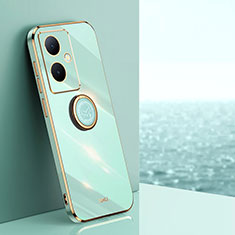 Coque Ultra Fine Silicone Souple Housse Etui avec Support Bague Anneau Aimante Magnetique XL1 pour Vivo V29 Lite 5G Vert