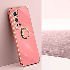 Coque Ultra Fine Silicone Souple Housse Etui avec Support Bague Anneau Aimante Magnetique XL1 pour Vivo X60 Pro+ Plus 5G Rose Rouge