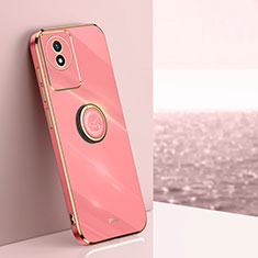 Coque Ultra Fine Silicone Souple Housse Etui avec Support Bague Anneau Aimante Magnetique XL1 pour Vivo Y02 Rose Rouge