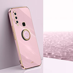 Coque Ultra Fine Silicone Souple Housse Etui avec Support Bague Anneau Aimante Magnetique XL1 pour Vivo Y11 Rose