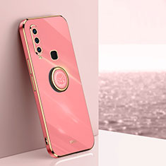 Coque Ultra Fine Silicone Souple Housse Etui avec Support Bague Anneau Aimante Magnetique XL1 pour Vivo Y12 Rose Rouge