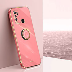 Coque Ultra Fine Silicone Souple Housse Etui avec Support Bague Anneau Aimante Magnetique XL1 pour Vivo Y50 Rose Rouge