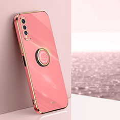 Coque Ultra Fine Silicone Souple Housse Etui avec Support Bague Anneau Aimante Magnetique XL1 pour Vivo Y50t Rose Rouge