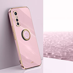 Coque Ultra Fine Silicone Souple Housse Etui avec Support Bague Anneau Aimante Magnetique XL1 pour Vivo Y73s 5G Rose