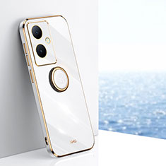 Coque Ultra Fine Silicone Souple Housse Etui avec Support Bague Anneau Aimante Magnetique XL1 pour Vivo Y78 Plus 5G Blanc