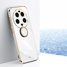 Coque Ultra Fine Silicone Souple Housse Etui avec Support Bague Anneau Aimante Magnetique XL1 pour Xiaomi Mi 13 Ultra 5G Blanc