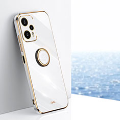 Coque Ultra Fine Silicone Souple Housse Etui avec Support Bague Anneau Aimante Magnetique XL1 pour Xiaomi Poco F5 5G Blanc