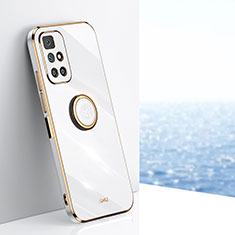 Coque Ultra Fine Silicone Souple Housse Etui avec Support Bague Anneau Aimante Magnetique XL1 pour Xiaomi Redmi 10 4G Blanc