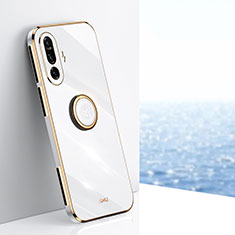 Coque Ultra Fine Silicone Souple Housse Etui avec Support Bague Anneau Aimante Magnetique XL1 pour Xiaomi Redmi K40 Gaming 5G Blanc