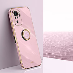 Coque Ultra Fine Silicone Souple Housse Etui avec Support Bague Anneau Aimante Magnetique XL1 pour Xiaomi Redmi Note 10 4G Rose