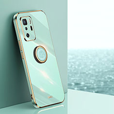 Coque Ultra Fine Silicone Souple Housse Etui avec Support Bague Anneau Aimante Magnetique XL1 pour Xiaomi Redmi Note 10 Pro 5G Vert