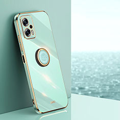 Coque Ultra Fine Silicone Souple Housse Etui avec Support Bague Anneau Aimante Magnetique XL1 pour Xiaomi Redmi Note 11T Pro+ Plus 5G Vert