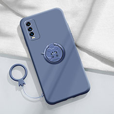 Coque Ultra Fine Silicone Souple Housse Etui avec Support Bague Anneau Aimante Magnetique YK1 pour Vivo Y20a Gris Lavende