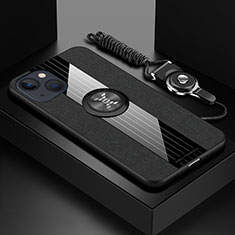 Coque Ultra Fine Silicone Souple Housse Etui avec Support Bague Anneau Aimante Magnetique Z01 pour Apple iPhone 13 Noir