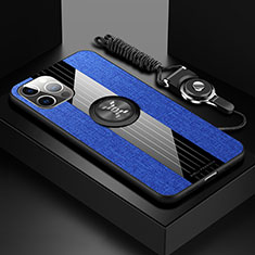 Coque Ultra Fine Silicone Souple Housse Etui avec Support Bague Anneau Aimante Magnetique Z01 pour Apple iPhone 15 Pro Max Bleu