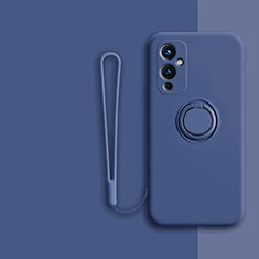 Coque Ultra Fine Silicone Souple Housse Etui avec Support Bague Anneau Aimante Magnetique Z01 pour OnePlus 9 5G Bleu