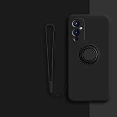 Coque Ultra Fine Silicone Souple Housse Etui avec Support Bague Anneau Aimante Magnetique Z01 pour OnePlus 9 5G Noir