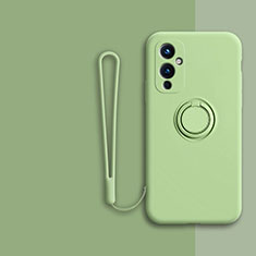 Coque Ultra Fine Silicone Souple Housse Etui avec Support Bague Anneau Aimante Magnetique Z01 pour OnePlus 9 5G Pastel Vert