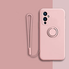 Coque Ultra Fine Silicone Souple Housse Etui avec Support Bague Anneau Aimante Magnetique Z01 pour OnePlus 9 5G Rose