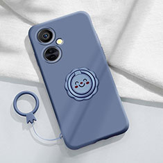 Coque Ultra Fine Silicone Souple Housse Etui avec Support Bague Anneau Aimante Magnetique Z01 pour OnePlus Nord CE 3 5G Gris Lavende