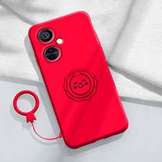 Coque Ultra Fine Silicone Souple Housse Etui avec Support Bague Anneau Aimante Magnetique Z01 pour OnePlus Nord CE 3 5G Rouge