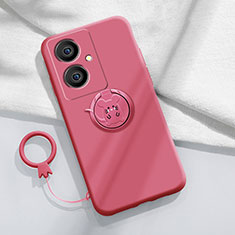 Coque Ultra Fine Silicone Souple Housse Etui avec Support Bague Anneau Aimante Magnetique Z01 pour Vivo V29 Lite 5G Rose Rouge