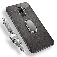 Coque Ultra Fine Silicone Souple Housse Etui avec Support Bague Anneau Aimante pour Samsung Galaxy A6 Plus (2018) Gris