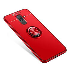 Coque Ultra Fine Silicone Souple Housse Etui avec Support Bague Anneau pour Samsung Galaxy A6 Plus (2018) Rouge