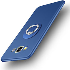 Coque Ultra Fine Silicone Souple Housse Etui avec Support Bague Anneau pour Samsung Galaxy DS A300G A300H A300M Bleu