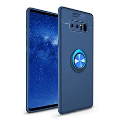 Coque Ultra Fine Silicone Souple Housse Etui avec Support Bague Anneau pour Samsung Galaxy Note 8 Duos N950F Bleu