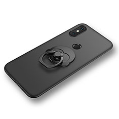 Coque Ultra Fine Silicone Souple Housse Etui avec Support Bague Anneau pour Xiaomi Mi 8 Noir