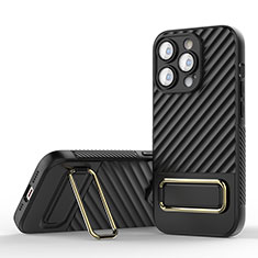 Coque Ultra Fine Silicone Souple Housse Etui avec Support KC1 pour Apple iPhone 13 Pro Max Noir