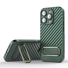 Coque Ultra Fine Silicone Souple Housse Etui avec Support KC1 pour Apple iPhone 14 Pro Vert